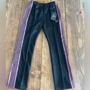 Needles Narrow Track Pant Poly Smooth Black and Pink